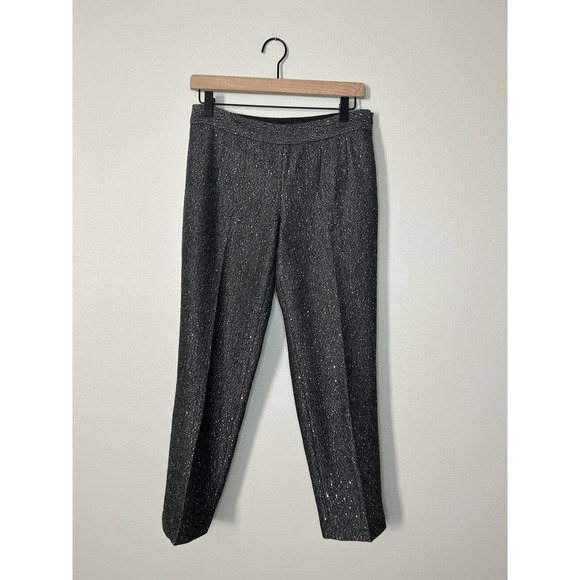 Talbots Wool Blend Trousers Sequins SZ 2P Black Gray Tweed Lined Sparkle Pants - Picture 2 of 9